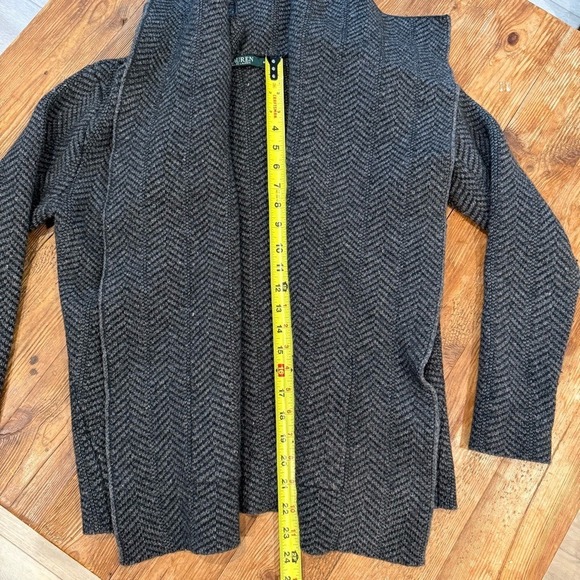 Ralph Lauren Charcoal 71% Wool Knit Open Cardigan w/ Pockets‎ Women's Medium EUC - Picture 8 of 10